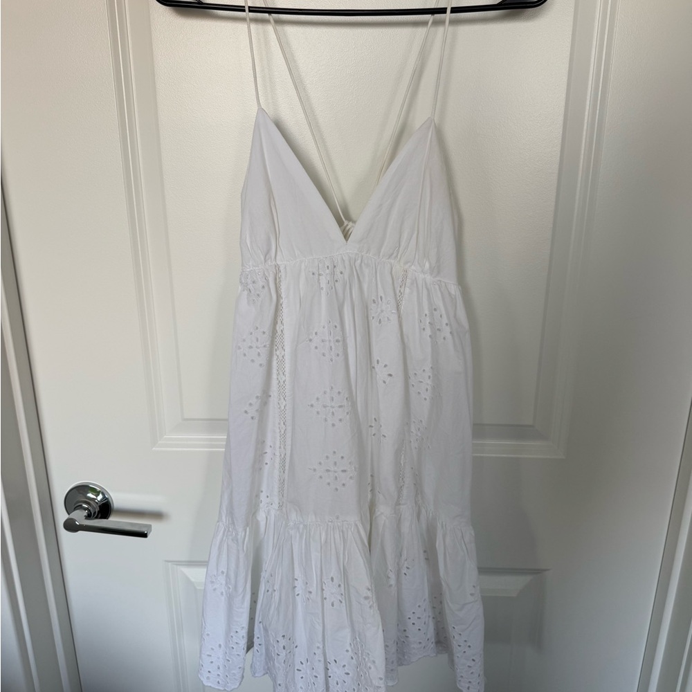Zara Eyelet White Mini Dress